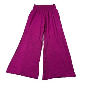 ANTHROPOLOGIE Vibrant Purple Pull On Smocked Wide Leg Casual Pants Size Small